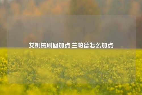 女机械刷图加点,兰帕德怎么加点