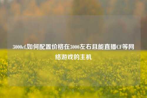 3000cf,如何配置价格在3000左右且能直播CF等网络游戏的主机