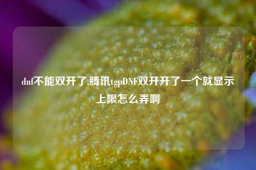 dnf不能双开了,腾讯tgpDNF双开开了一个就显示上限怎么弄啊