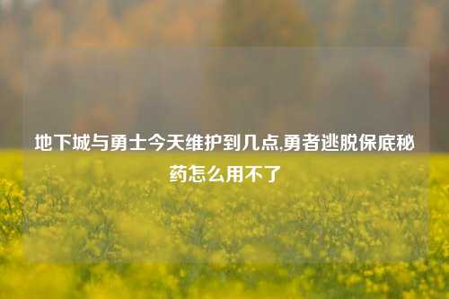 地下城与勇士今天维护到几点,勇者逃脱保底秘药怎么用不了