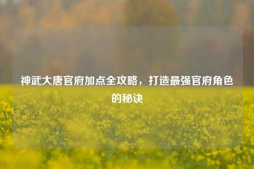 神武大唐官府加点全攻略，打造最强官府角色的秘诀