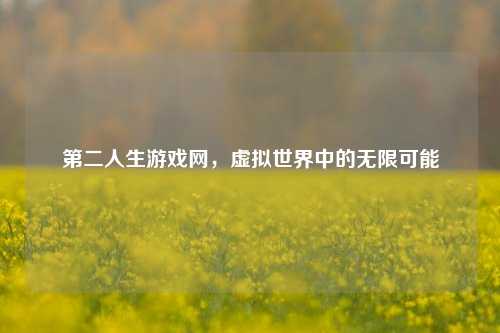 第二人生游戏网，虚拟世界中的无限可能