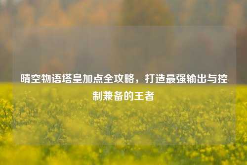 晴空物语塔皇加点全攻略,打造最强输出与控制兼备的王者