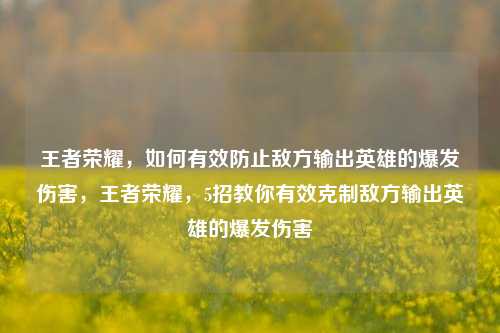 王者荣耀，如何有效防止敌方输出英雄的爆发伤害，王者荣耀，5招教你有效克制敌方输出英雄的爆发伤害