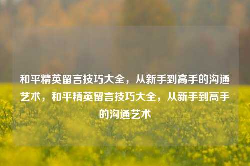 和平精英留言技巧大全,从新手到高手的沟通艺术,和平精英留言技巧大全,从新手到高手的沟通艺术