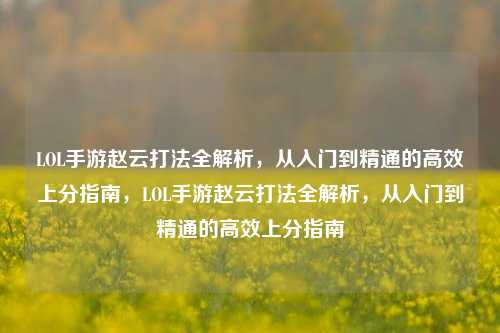 LOL手游赵云打法全解析,从入门到精通的高效上分指南,LOL手游赵云打法全解析,从入门到精通的高效上分指南